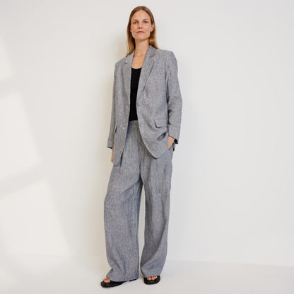 The Oversized Blazer in Linen | Canvas Tan / Navy