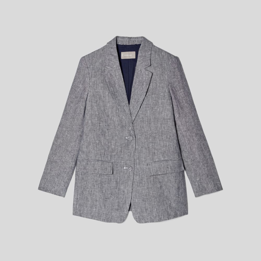 The Oversized Blazer in Linen | Canvas Tan / Navy