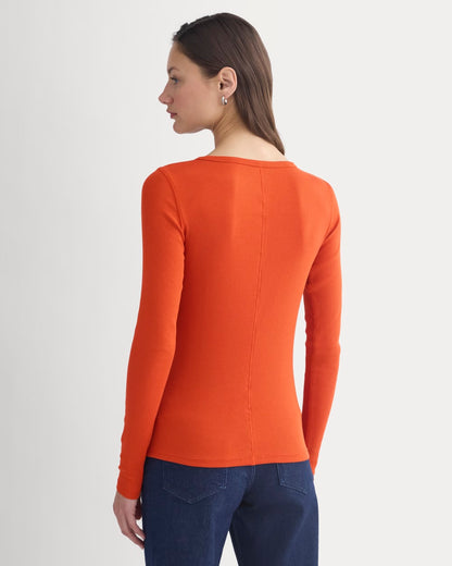 The Luxe Rib Long-Sleeve Crew | Rust