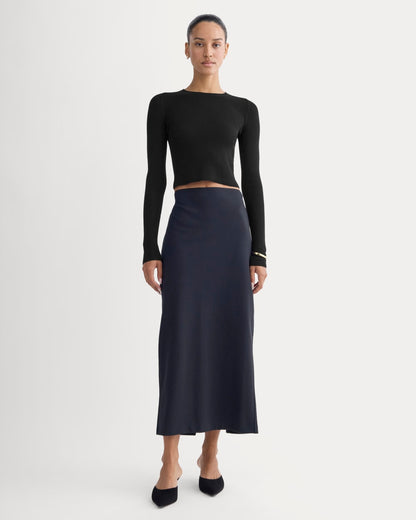 The Cropped Crew Top in Ultrafine Merino | Black