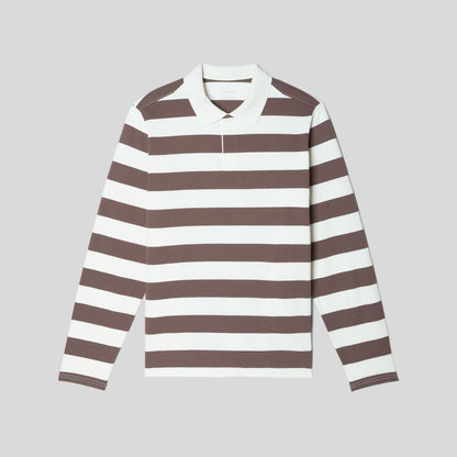 The Premium-Weight Rugby Shirt | Chocolate Brown / Canvas Tan
