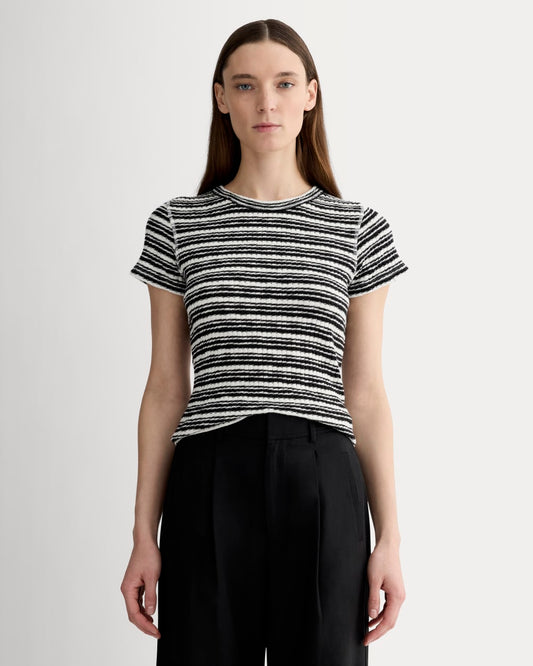 The Cozy Rib Tee | Bone / Black