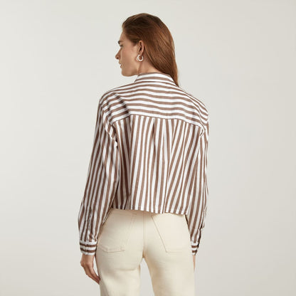The Way-Short Shirt in Silky Cotton | Espresso / White