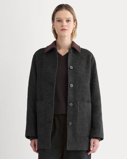 Italian Car Coat | Carbone/Black