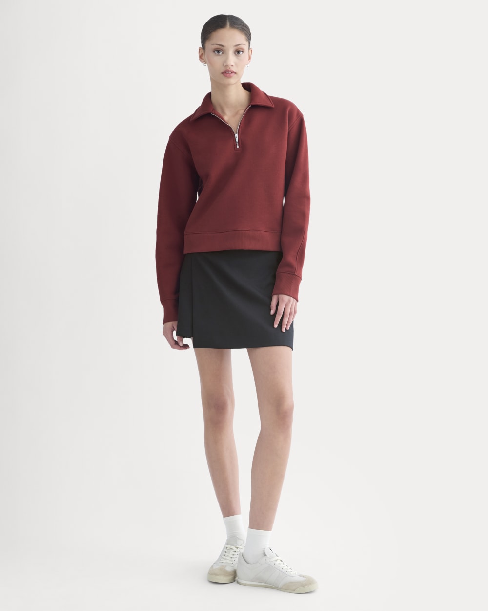 Luxe Fleece Zip Polo | Merlot