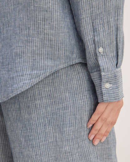 The Must-Have Shirt in Linen | White / Blue