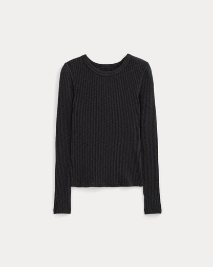 The Cozy Rib Long-Sleeve Tee | Black