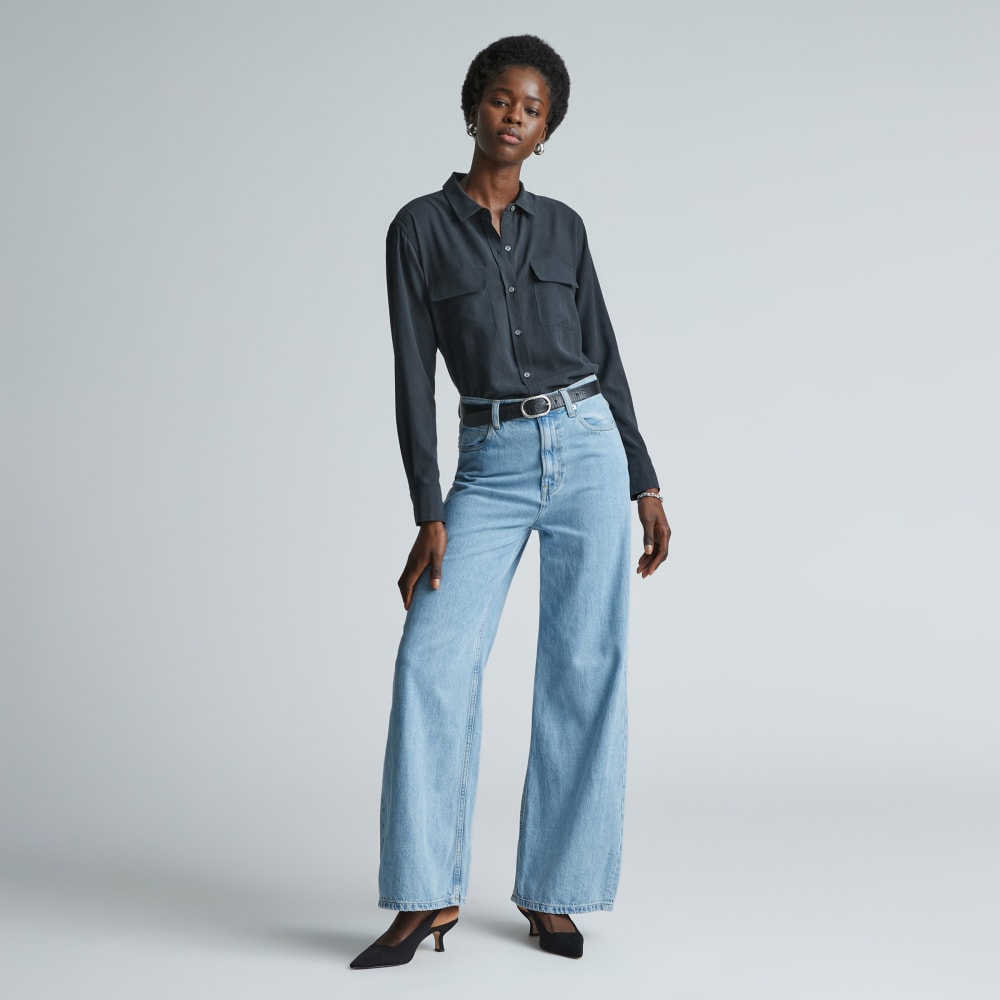 The Washable Silk Relaxed Shirt  | Washed Black