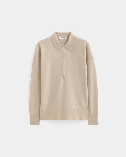 Oversized Polo Sweater in Cotton Merino | Heather Barley
