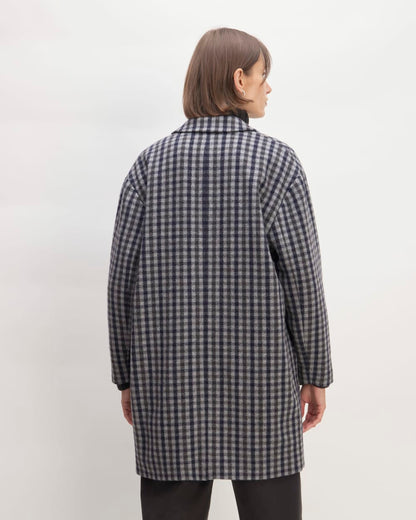 The Italian ReWool® Cocoon Coat | Grey / Charcoal / Navy Check