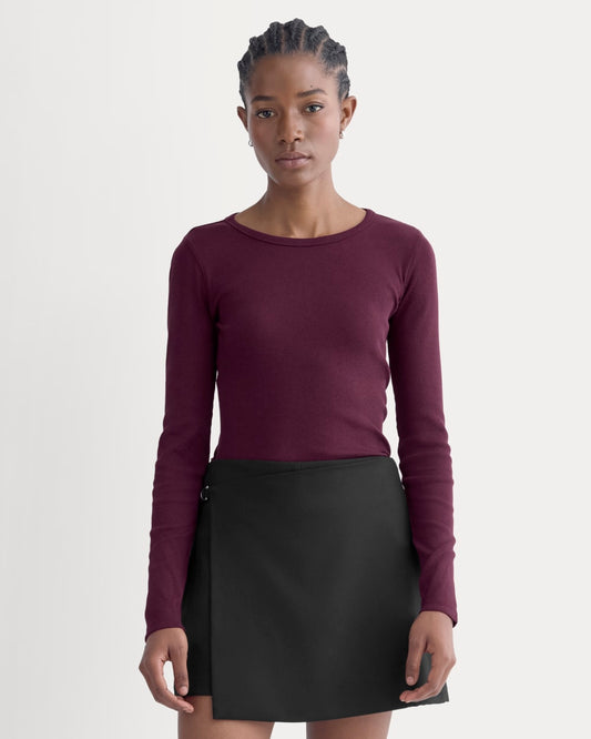 The Luxe Rib Long-Sleeve Crew | Heathered Port Royale