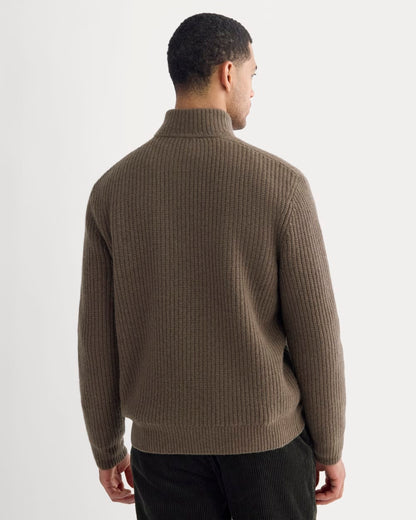 The Felted Merino Half-Zip Sweater | Heather Chocolate Martini
