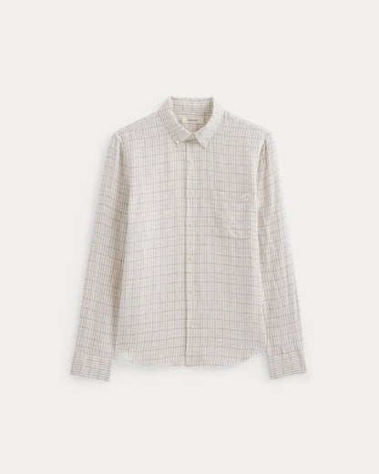 The Classic Shirt in Linen | Bone Plaid