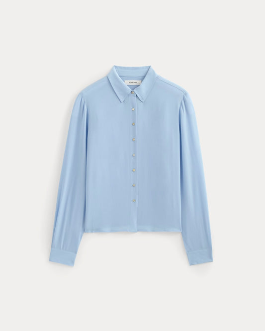 Shrunken Top in Washable Silk | Open Air Blue