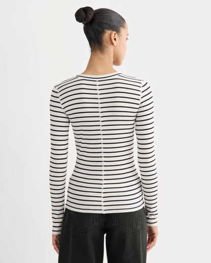 The Luxe Rib Henley | Bone / Black