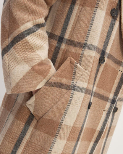 The Italian ReWool® Long Peacoat | Heathered Charcoal / Cornstalk / Toasted Coconut / Biscotti