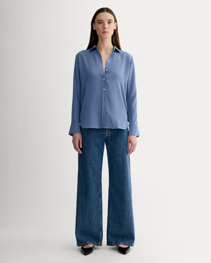 The Must-Have Shirt in Washable Silk | French Blue