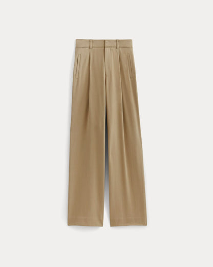 The Draper Pleated Pant in Buttersmooth | Ash Brown | 30" Inseam