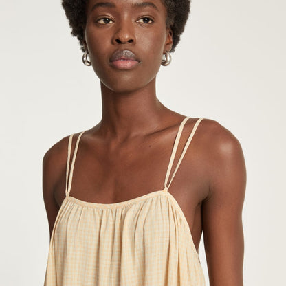 The Billow Tiered Maxi Dress | Orange Plaid
