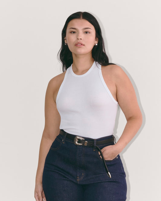 The Luxe Rib Racerback Tank | White