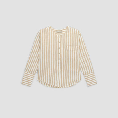 The Linen Popover Shirt | Bone / Caramel