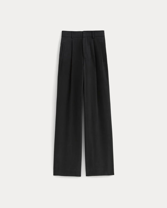 The Draper Pleated Pant in Buttersmooth | Black | 32" Inseam