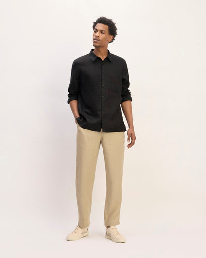 The Linen Straight Hem Shirt | Black