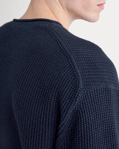 Waffle Rollneck Crew in Everyday Cotton | Navy