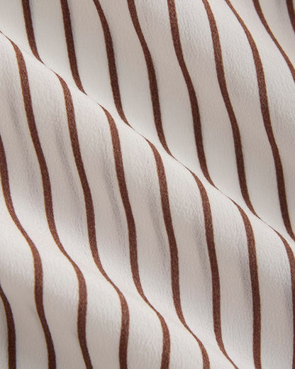 The Must-Have Shirt in Washable Silk | Bone / Toffee Stripe