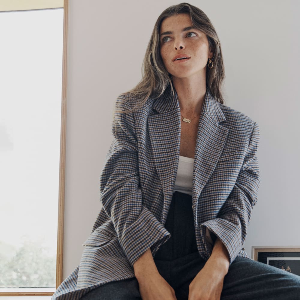 The ReWool® ’80s Blazer | Blue / Brown Houndstooth