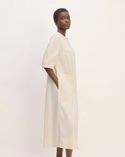 The Short-Sleeve Puff Midi Dress | Bone