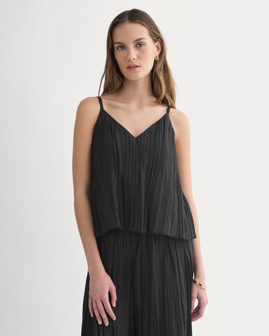 Crinkle Trapeze Tank | Black