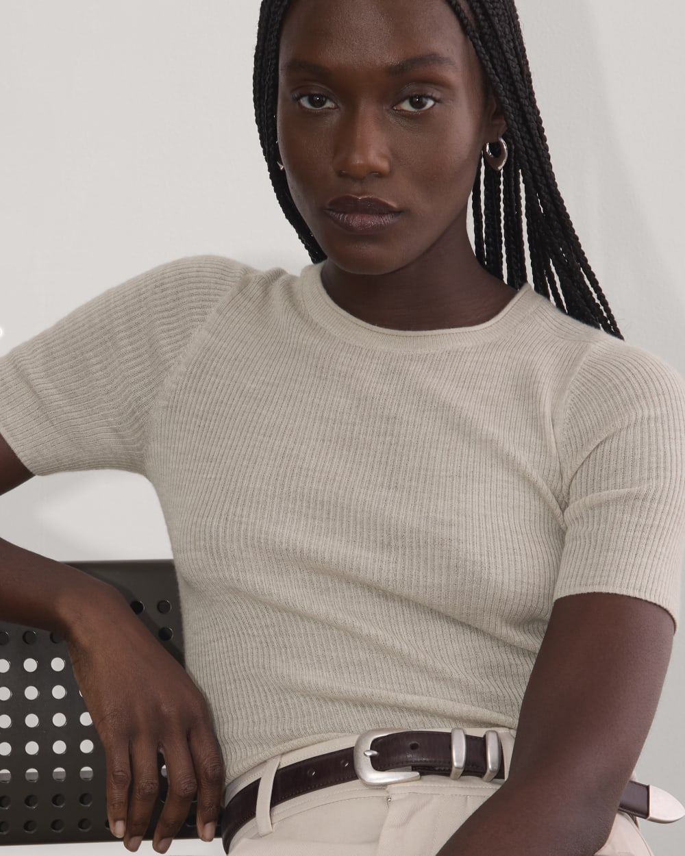 The Sweater Tee in Ultrasoft Merino | Heather Oatmeal