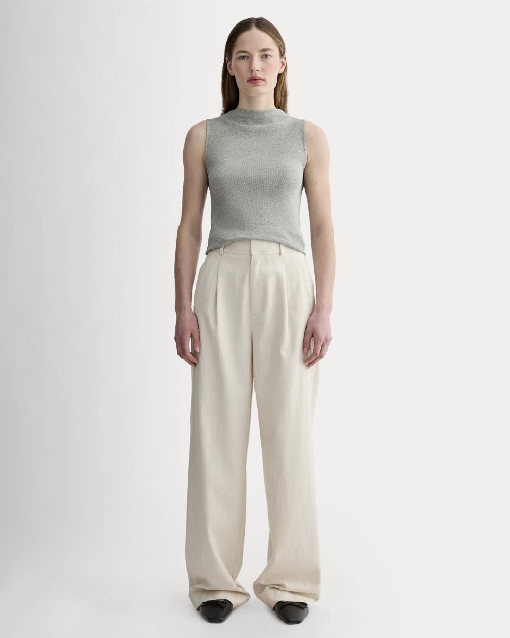 The Luxe Rib Funnel-Neck Tank | Heathered Grey