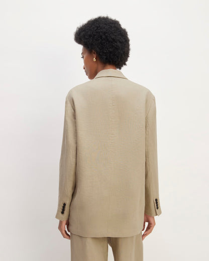 The Linen Double Breasted Blazer | Trench Coat Khaki
