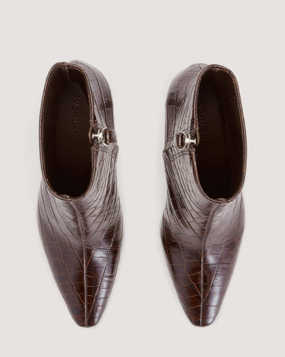 The Short Banana Boot | Brown Crocodile
