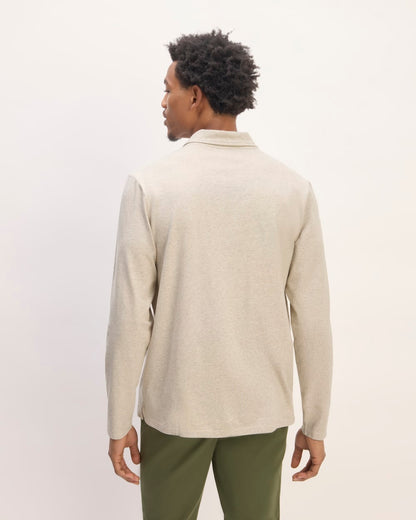 The Premium Weight Long-Sleeve Polo | Heather Oatmeal