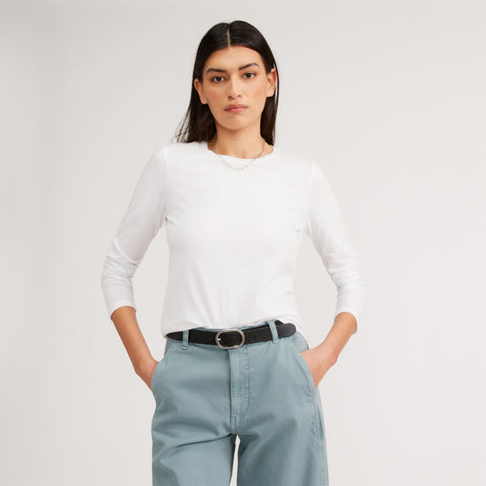 The Organic Cotton Long-Sleeve Crew | White
