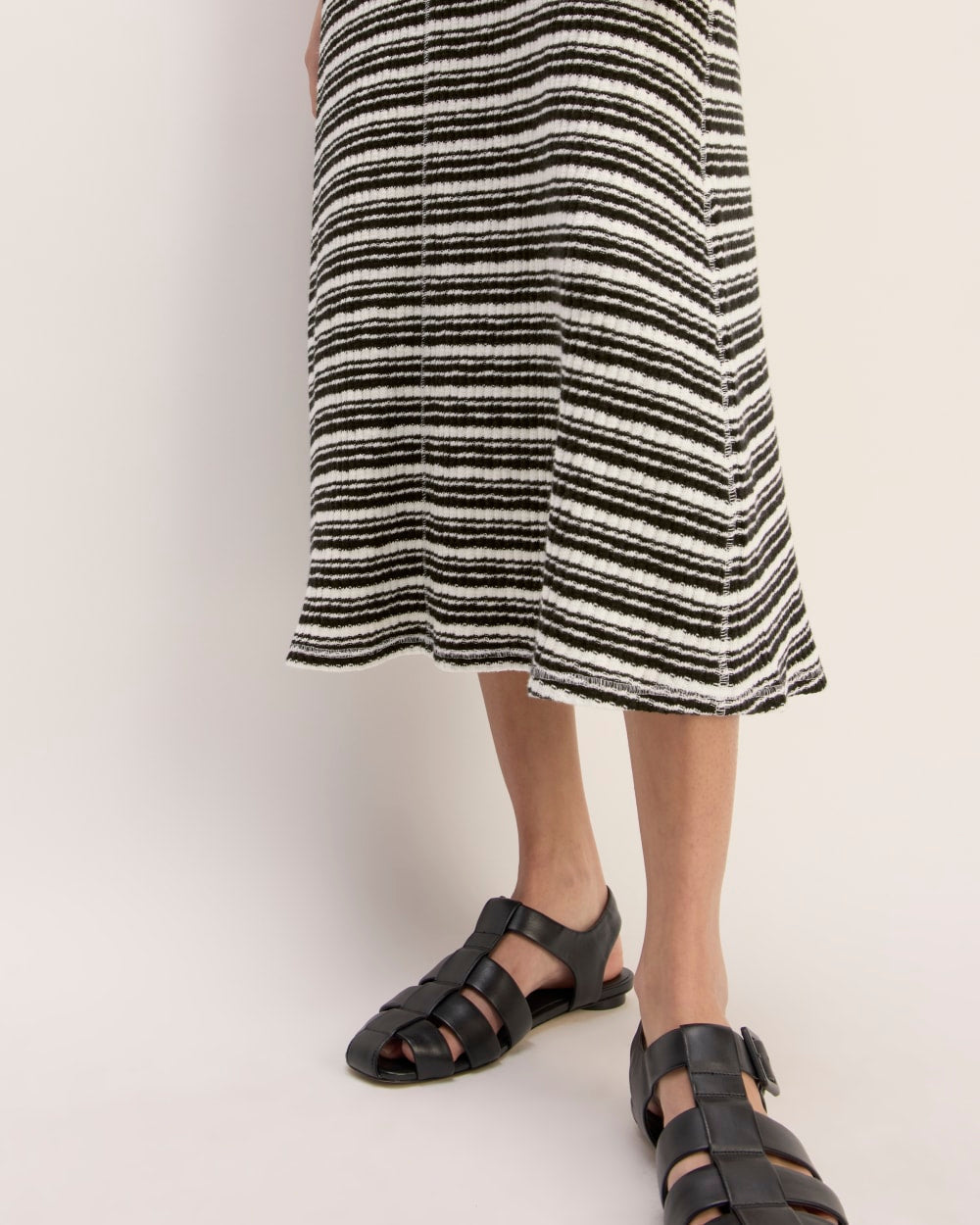 The Rib-Knit A-Line Tank Dress | Bone / Black