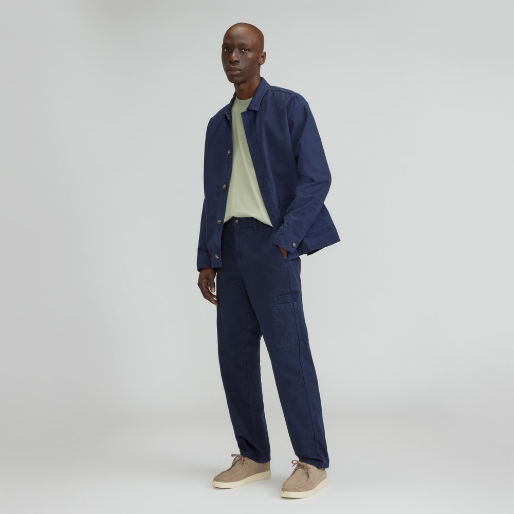 The Organic Cotton Herringbone Utility Jacket | Navy