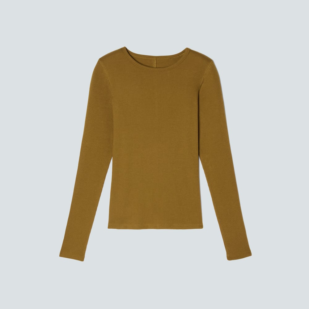 The Pima Micro-Rib Long-Sleeve Crew | Tapenade