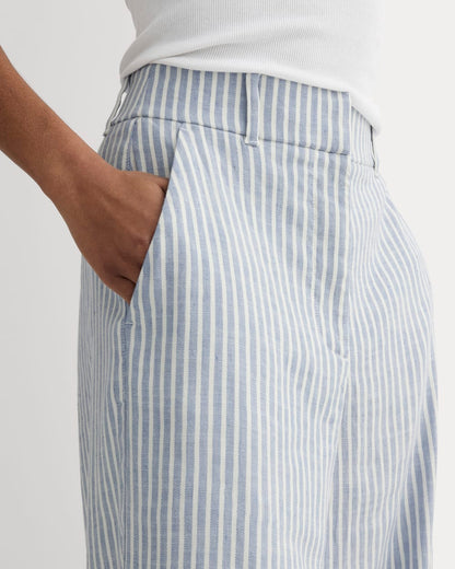 The Wide-Leg Pant in Stretch Linen | Bluebell / Bone