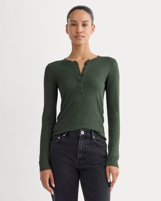 The Luxe Rib Henley | Dark Forest