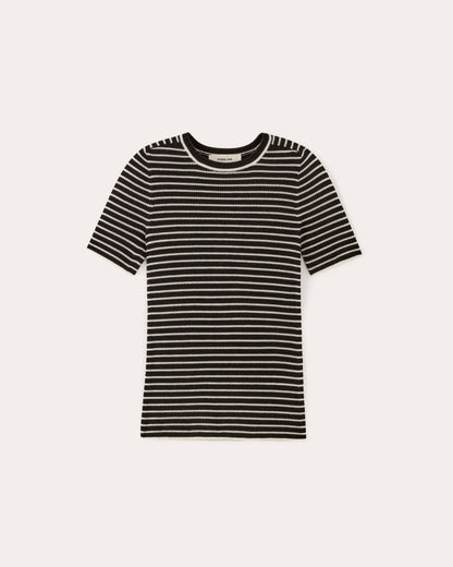 The Sweater Tee in Ultrasoft Merino | Black / Bone