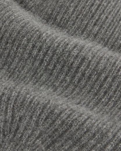 The Cashmere Ribbed Beanie | Heather Charcoal