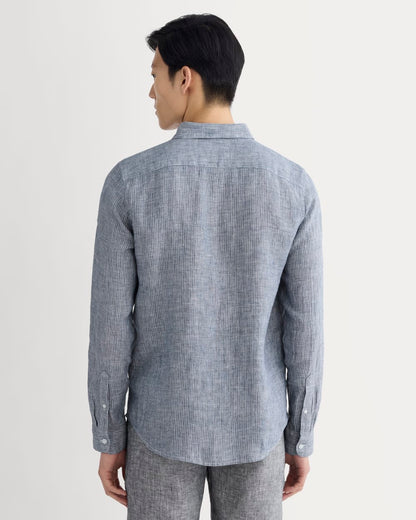 The Classic Shirt in Linen | White / Blue