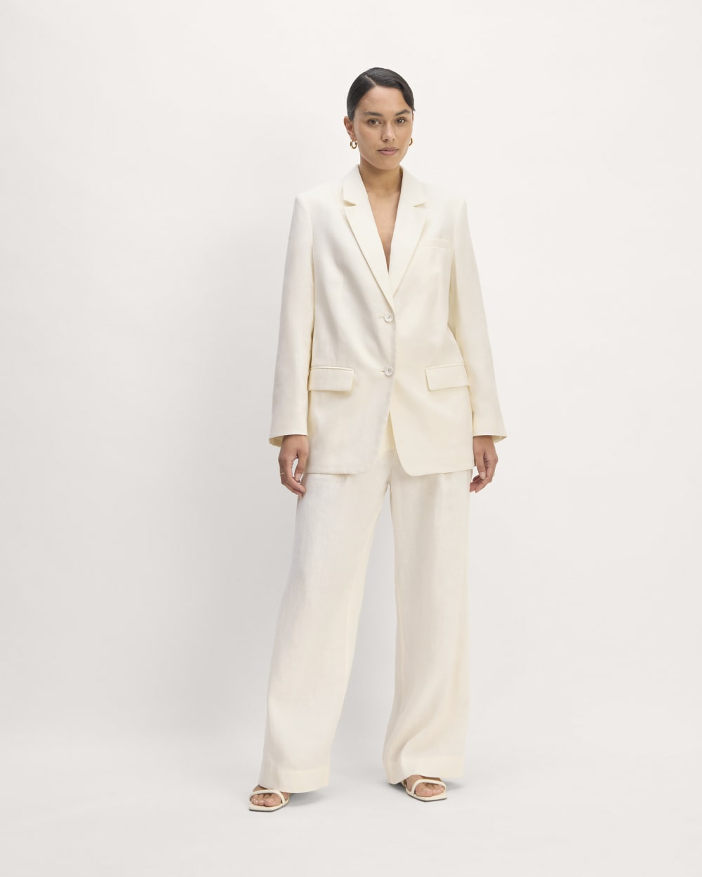 The Oversized Blazer in Linen | Bone