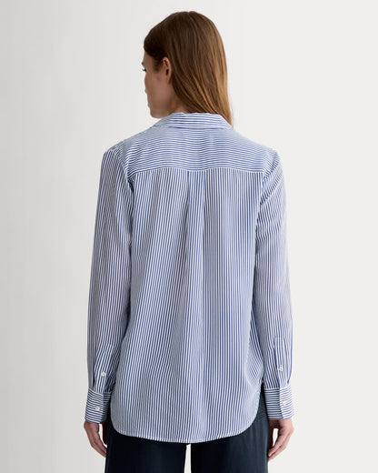 The Must-Have Shirt in Washable Silk | Blue / White