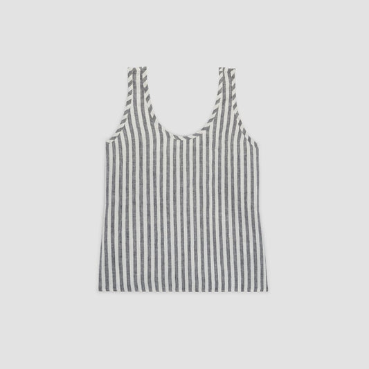 The Scoop Tank in Linen | Bone/Navy