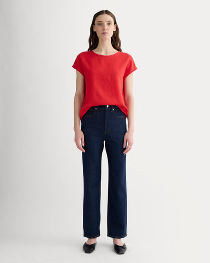 The Muscle Top in Linen | Classic Red